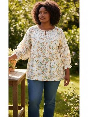 Rose + Olive Floral Blouse size 3X